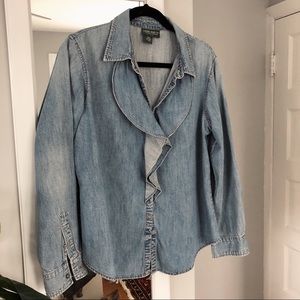 Ralph Lauren Denim Ruffle Button Up